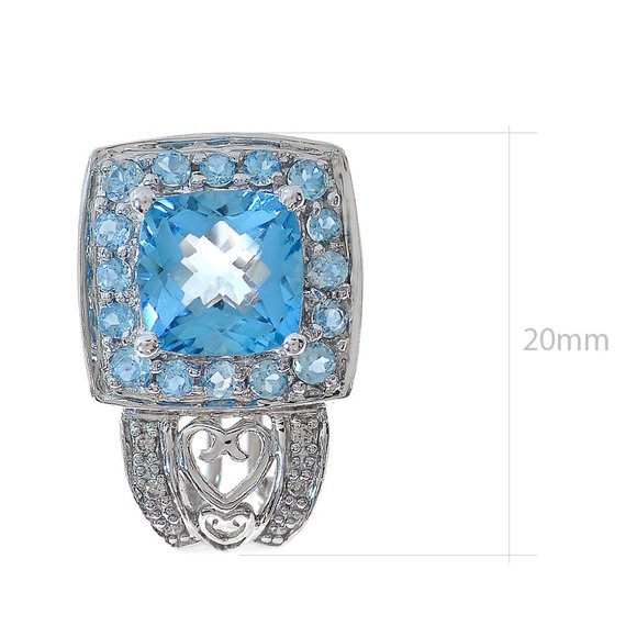 4.00Carat Blue Topaz & 0.10Carat Diamond Earrings - Picture 4 of 4